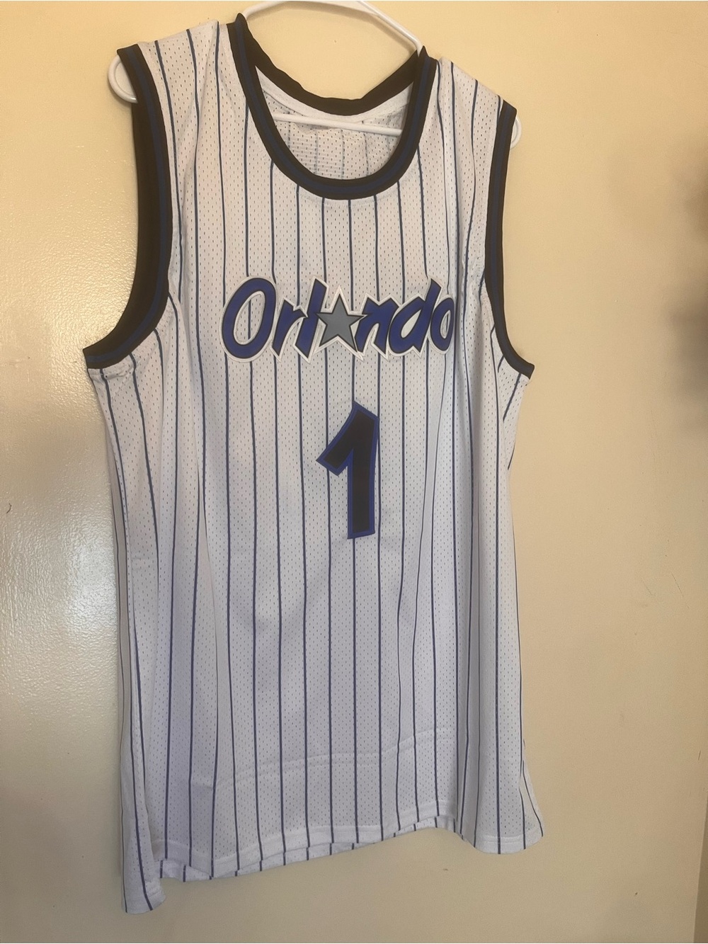 embroidered orlando pinstripe mcgrady basketball jersey